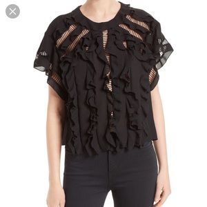 IRO top lauder ruffle top/ladder stitching
